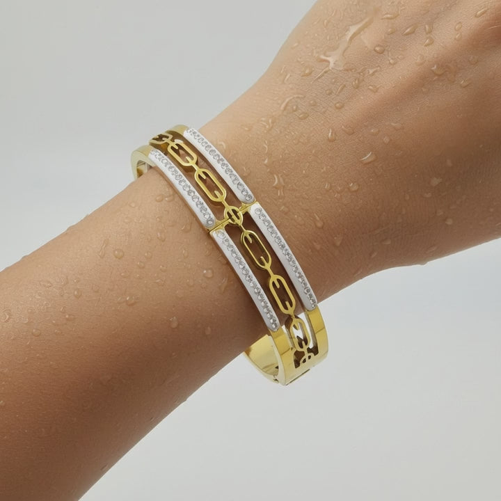 Dual Tone Crystal Link Bracelet