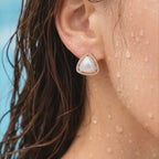 Rose Gold Triangular Pearl Studs
