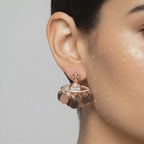 Rose Gold Coin Charm Hoop Earrings