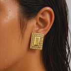 Vintage-Inspired Tiered Frame Studs Earrings