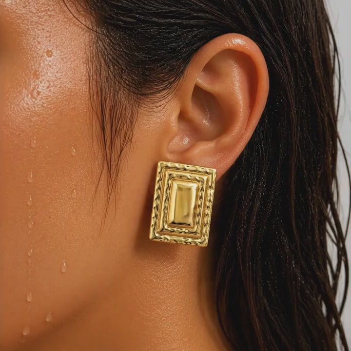 Vintage-Inspired Tiered Frame Studs Earrings
