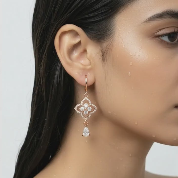 Floral Clover Drop Earrings