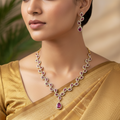 Ruby Radiance Necklace and Earrings Set