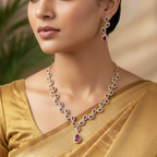 Ruby Radiance Necklace and Earrings Set