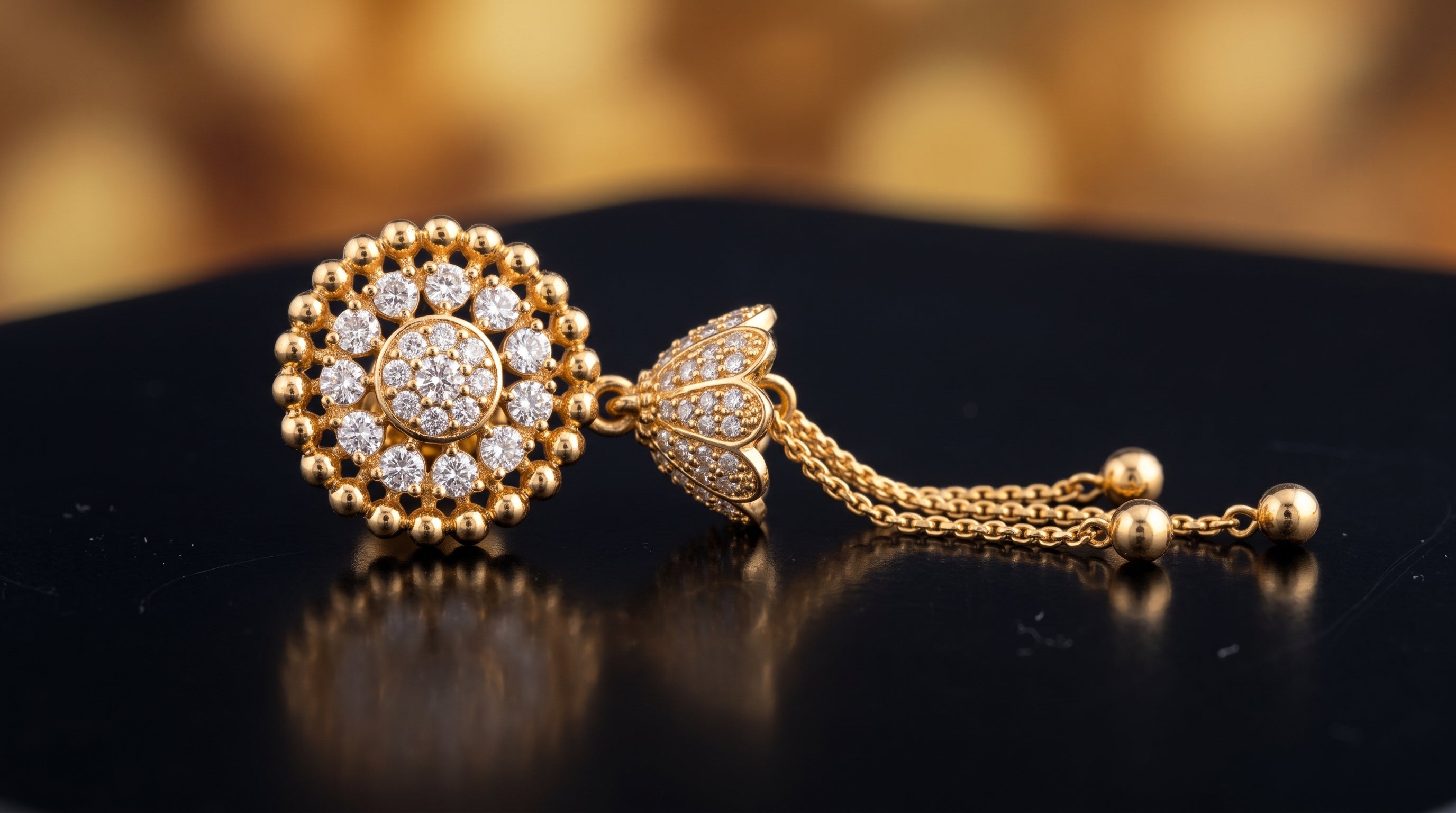 Radiant Halo Tassel Drop Earrings