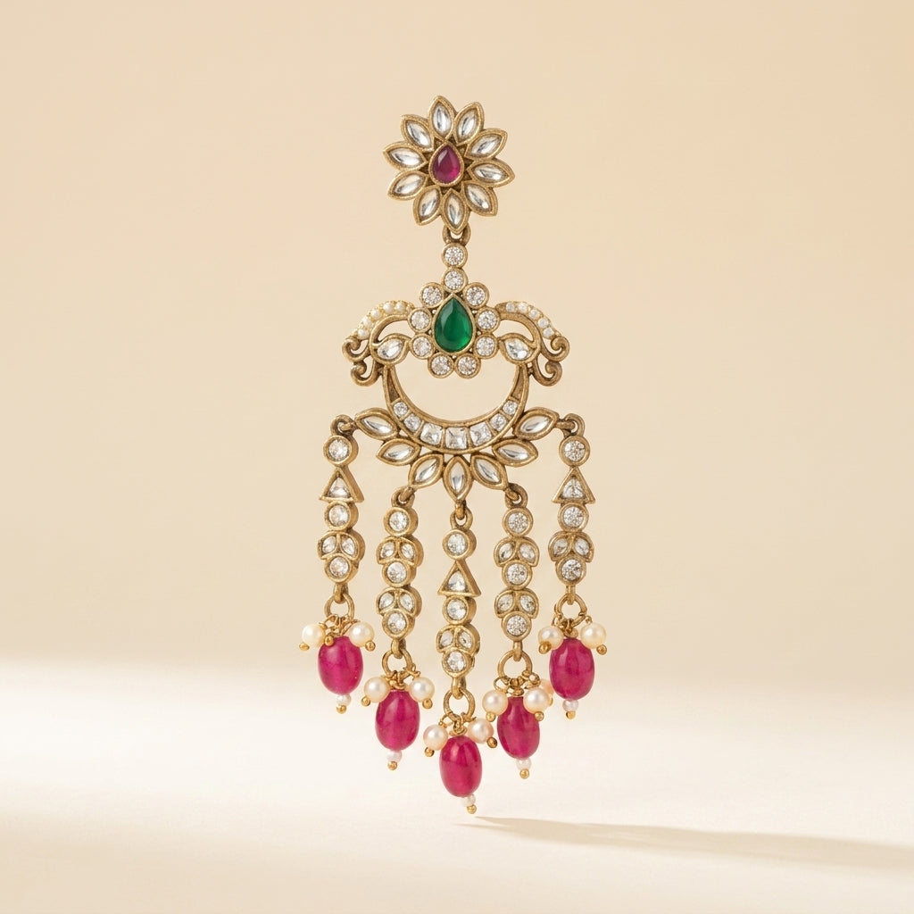 Rani Meher Kundan Chandbali Earrings - studio hero