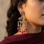 Rani Meher Kundan Chandbali Earrings - worn on model