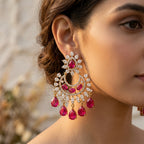 Rani Noor Kundan Chandbali Earrings - worn on model