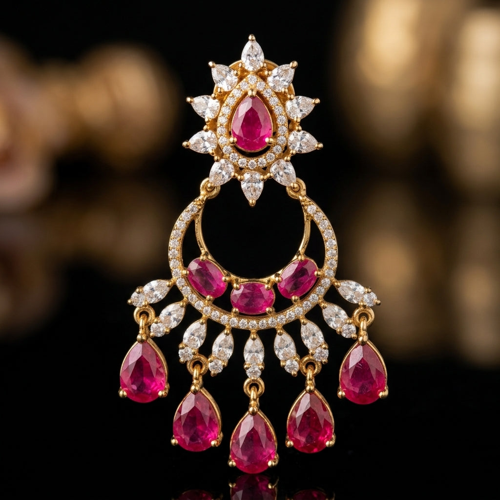 Rani Noor Kundan Chandbali Earrings - macro detail