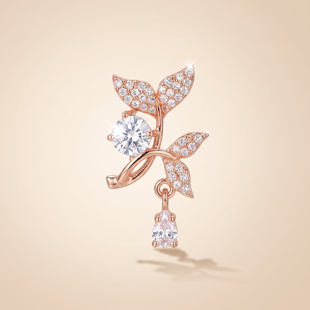 Rose Gold Leaf Drop Earrings