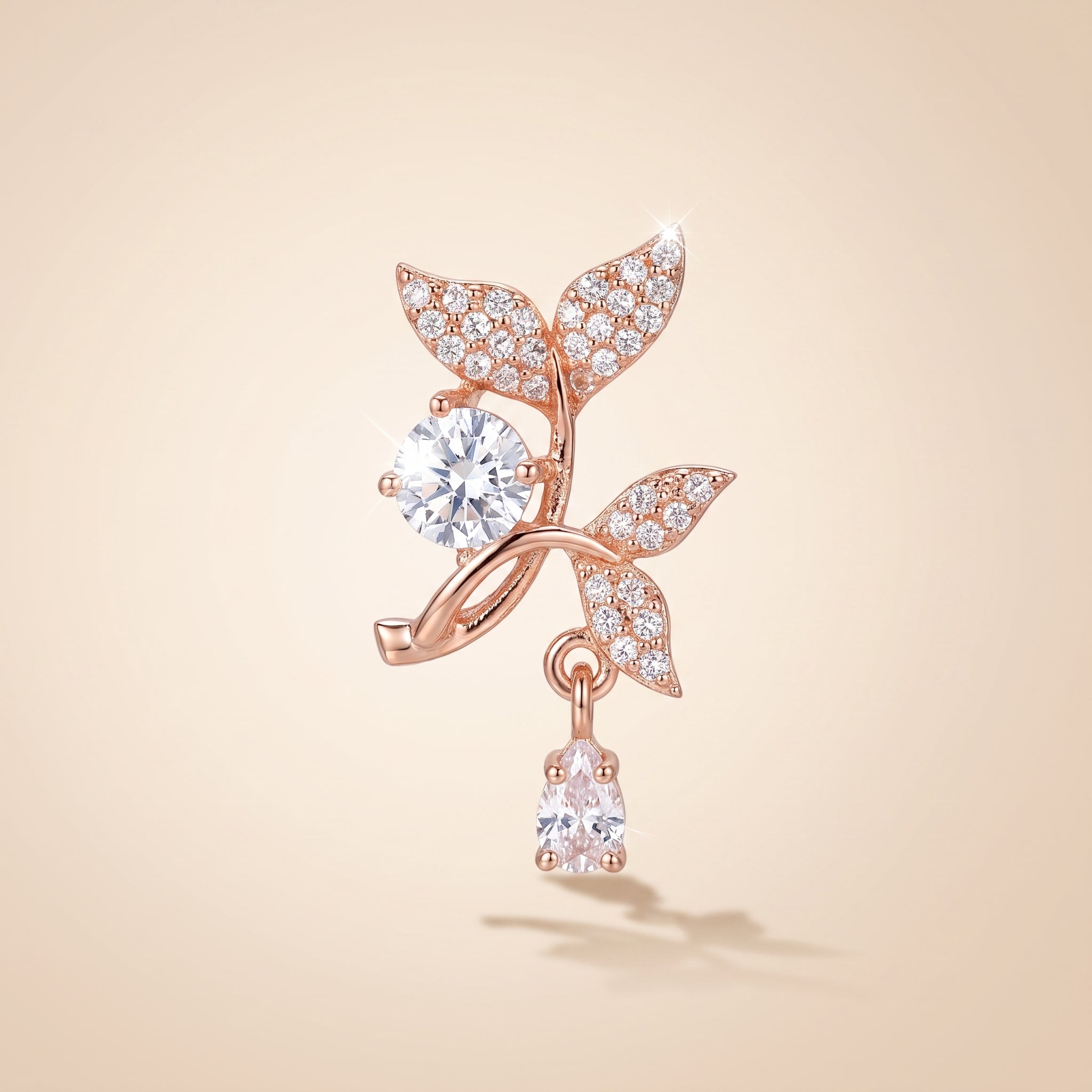 Rose Gold Leaf Drop Earrings