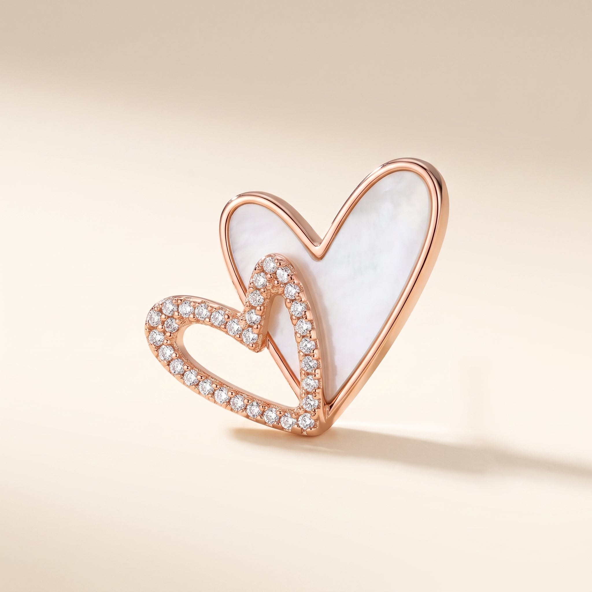 Rose Gold Double Heart Stud Earrings