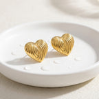KJ-AI-GALLERY-v1 | Ribbed Heart Earrings — occasion scene | Krystal Jewels