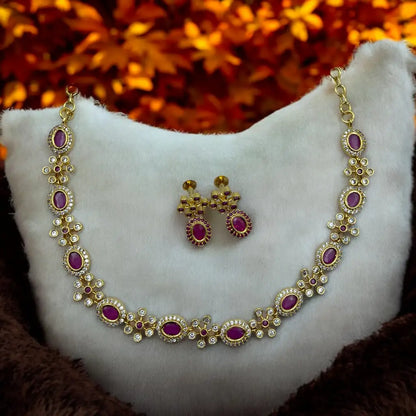 Ruby Necklace and Earrings Set