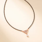 Rose Gold Triangular Geometric Drop Mangalsutra — studio hero view, Krystal Jewels