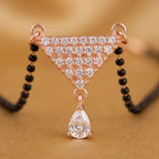 Rose Gold Triangular Geometric Drop Mangalsutra — macro detail view, Krystal Jewels