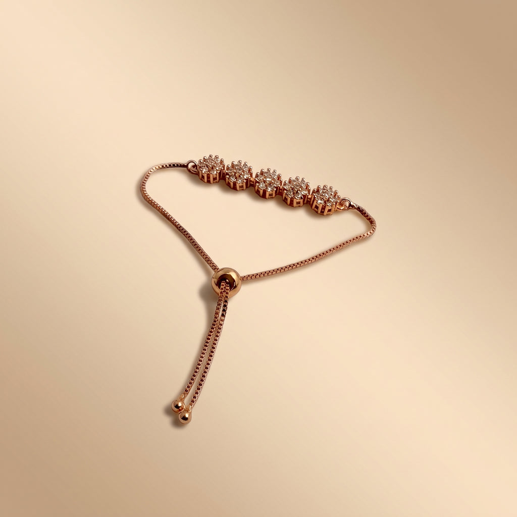 Rose Gold Sparkling Chain Bracelet — studio hero view, Krystal Jewels