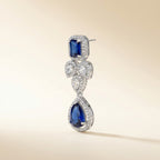 Royal Blue Crystal Drop Statement Earrings