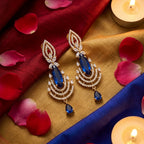Royal Sapphire Cascade Statement Earrings - festive styling
