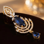 Royal Sapphire Cascade Statement Earrings - macro detail