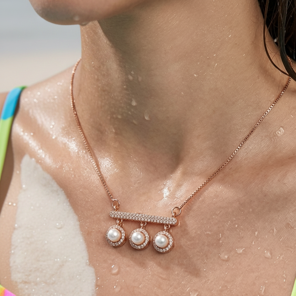 Pearl Drop Bar Necklace