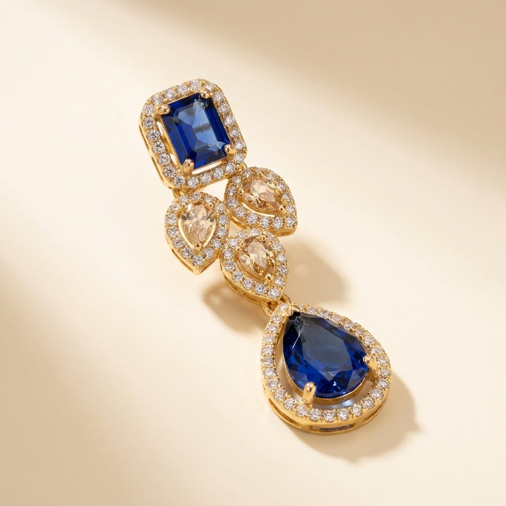 Sapphire Teardrop Cluster Statement Earrings - studio hero