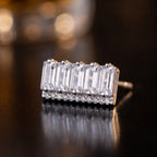 Silver Baguette Crystal Bar Stud Earrings