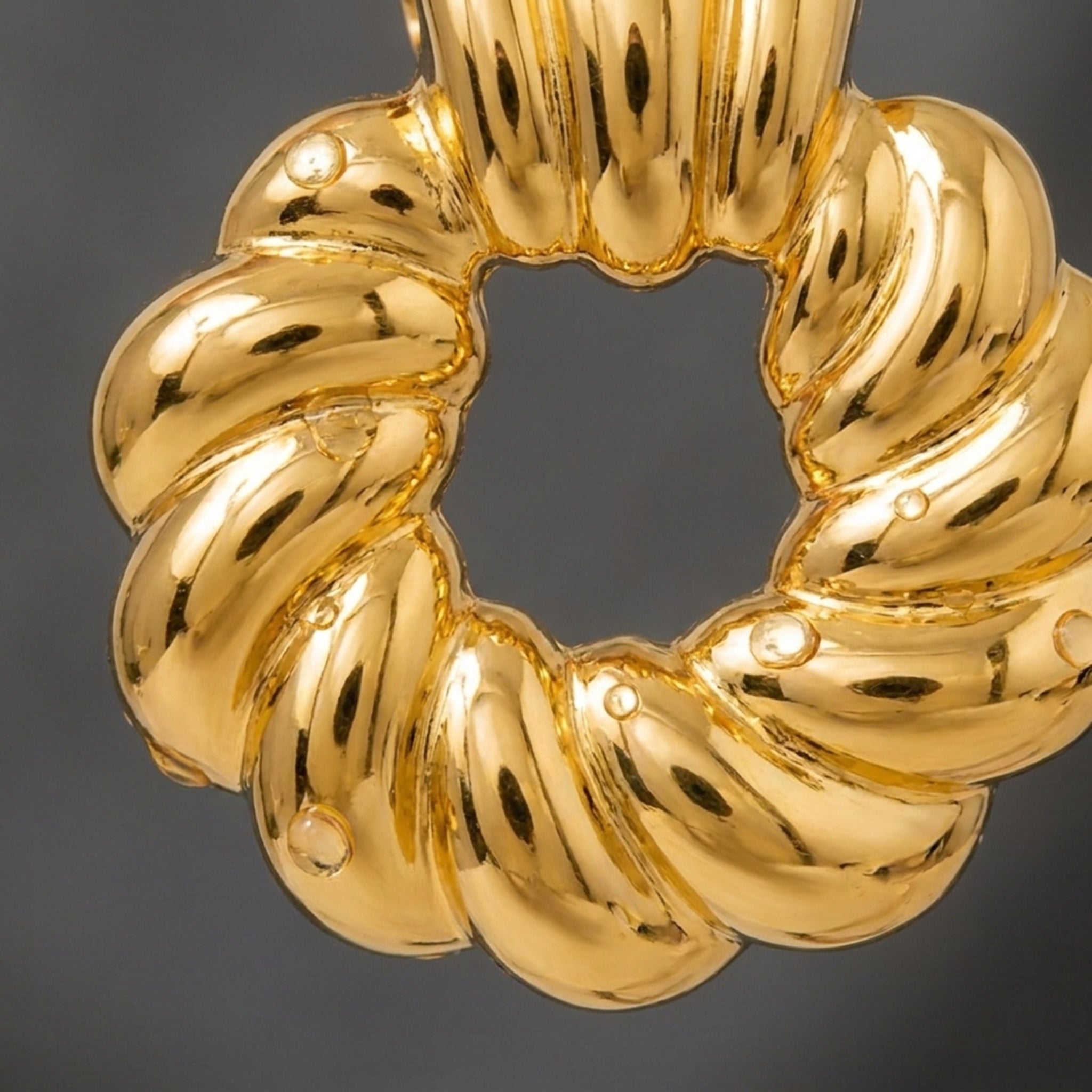 KJ-AI-GALLERY-v1 | Sculptural Ribbed Wreath Earrings — macro detail | Krystal Jewels
