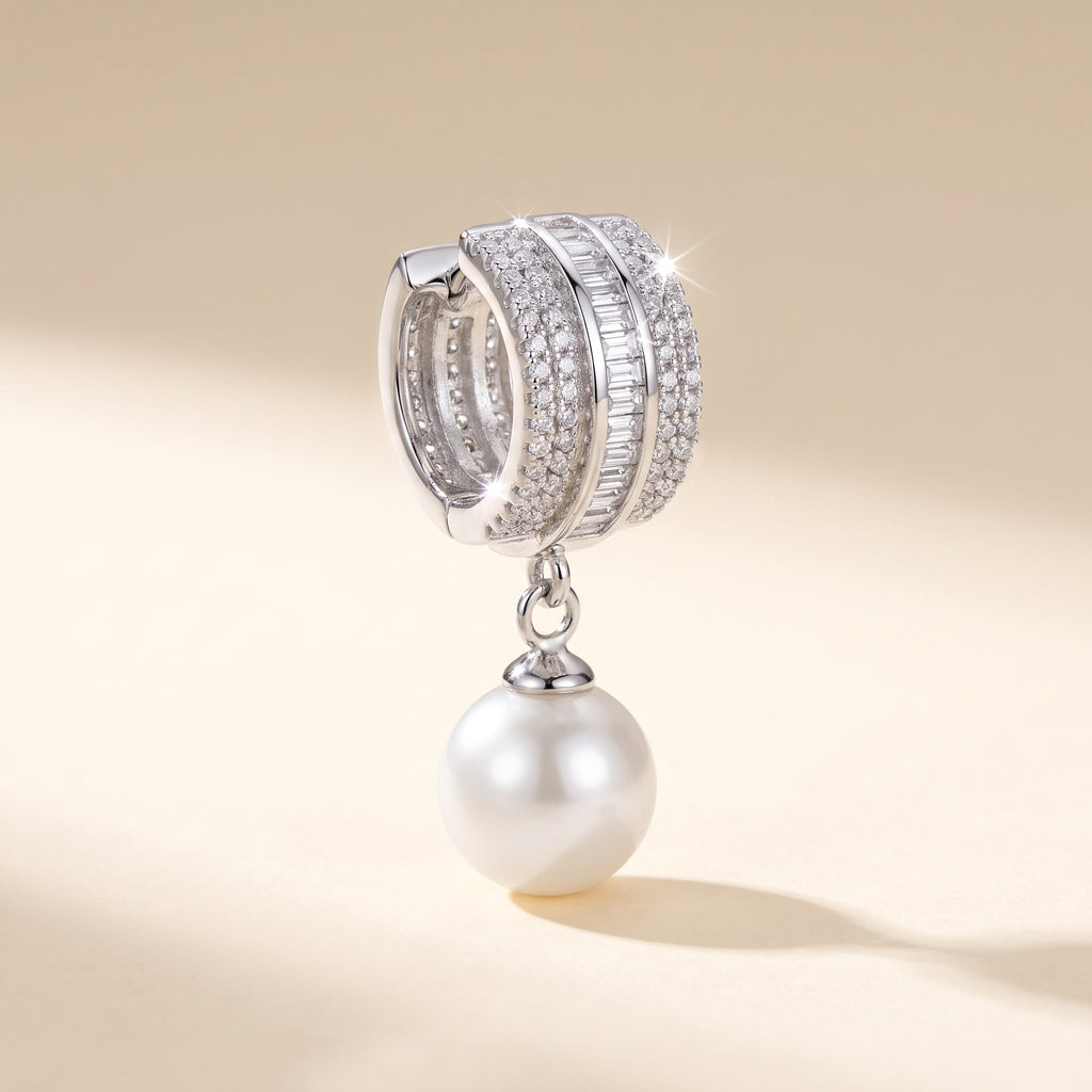 Silver Dual-Hoop Crystal Earrings