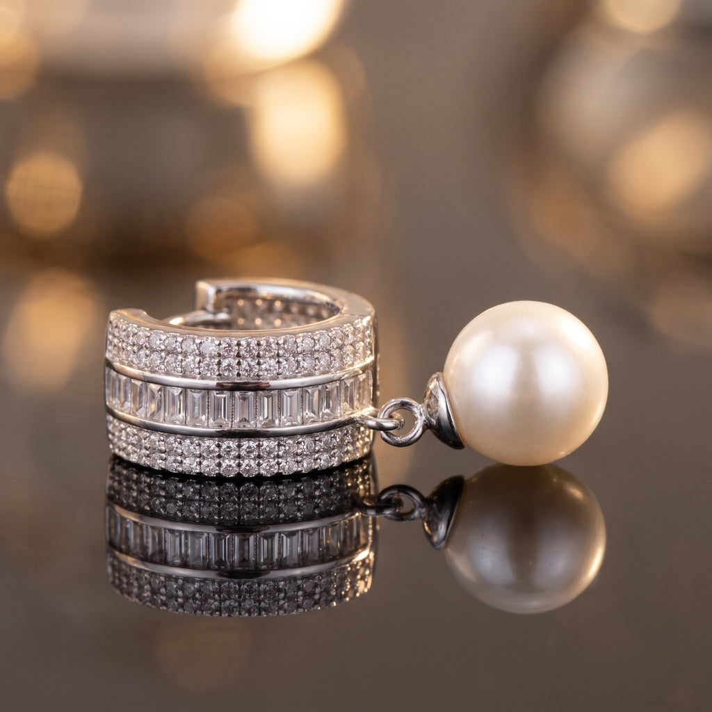 Silver Dual-Hoop Crystal Earrings