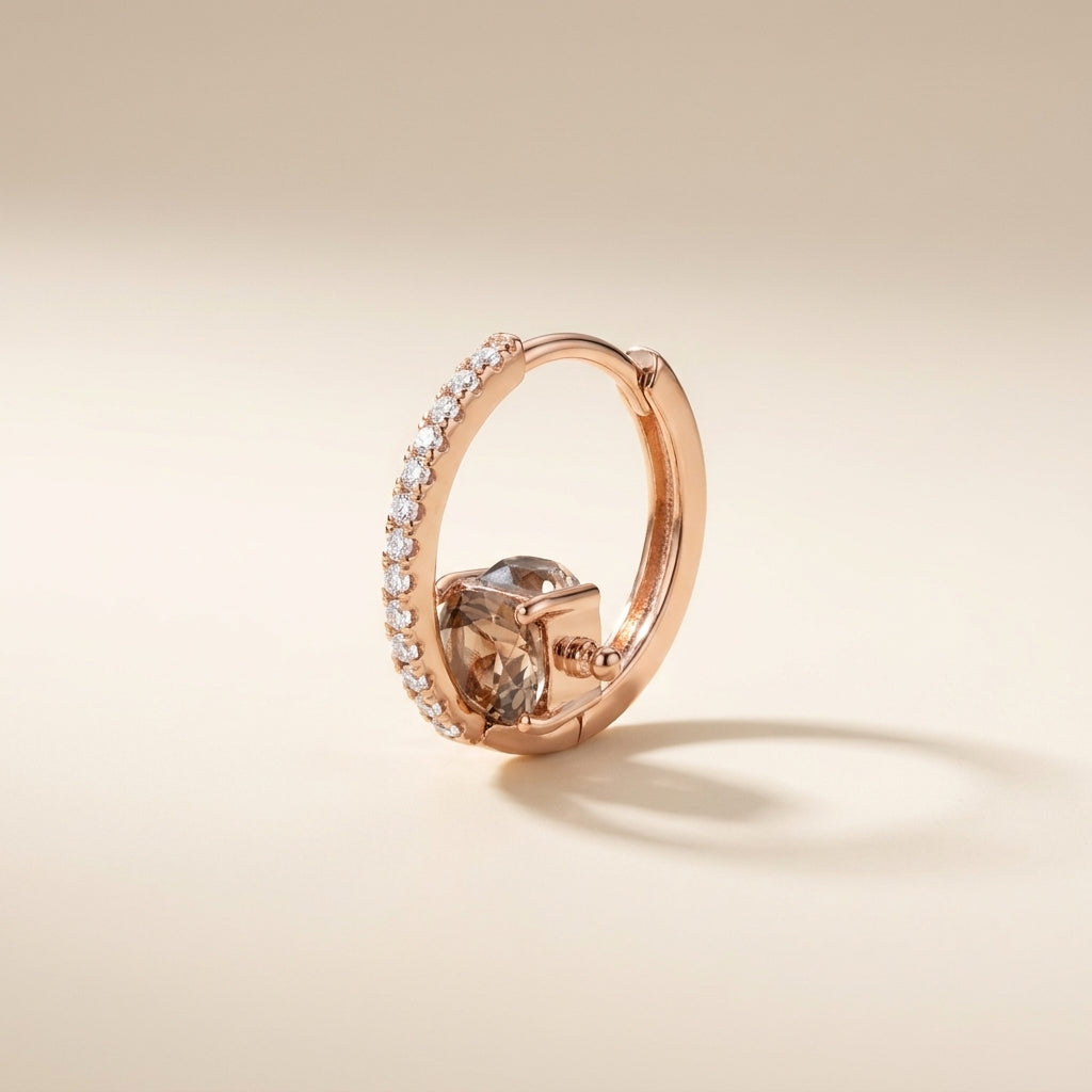 Smoky Crystal Pavé Huggie Earrings