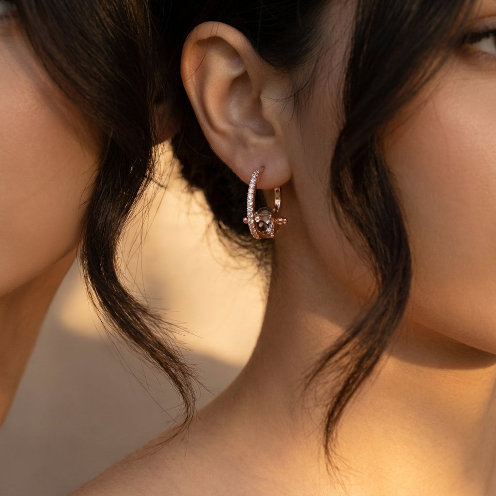 Smoky Crystal Pavé Huggie Earrings