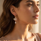 Sparkling Star Frame Drop Earrings