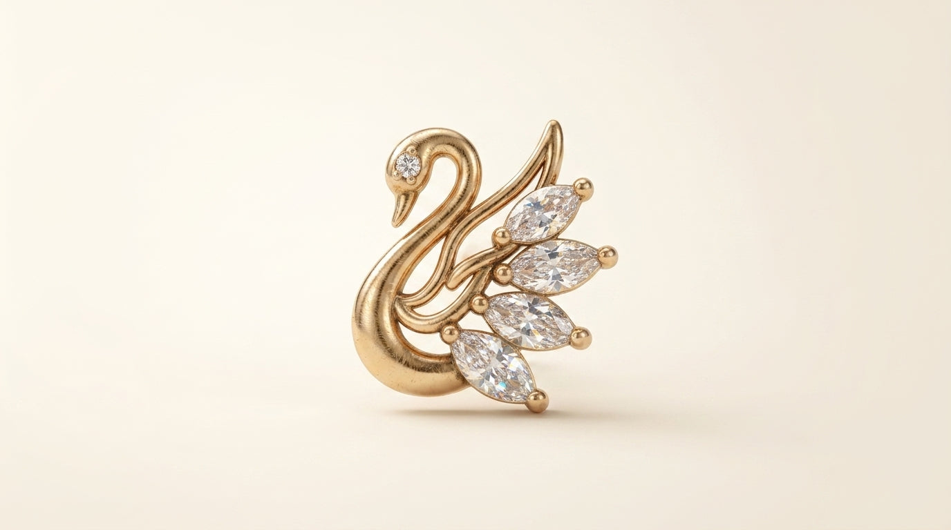 Swan Motif Elegance Stud Earrings