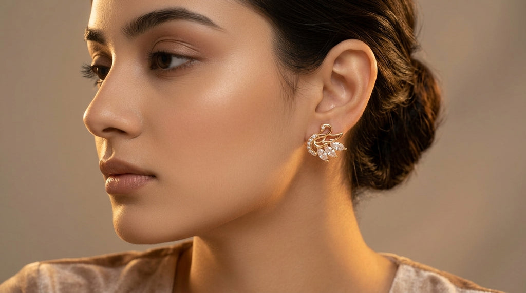 Swan Motif Elegance Stud Earrings