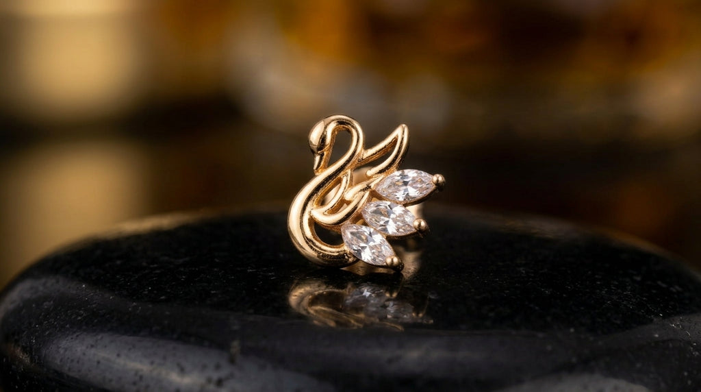 Swan Motif Elegance Stud Earrings