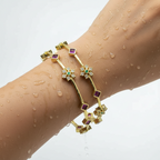 Starburst Ruby & Emerald Gold Bangle Set