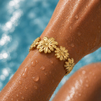 Sunburst Floral Open Cuff Bracelet