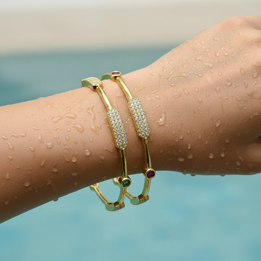 Elegant Crystal Bar Bangle Set