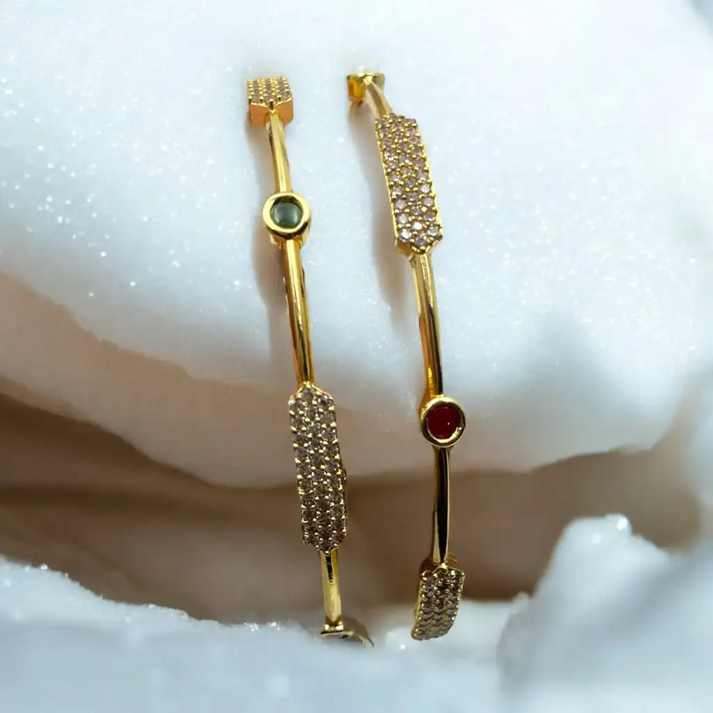 Elegant Red Crystal Bar Bangle Set
