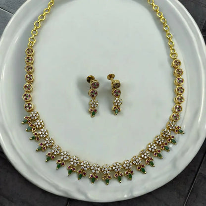 Sparkling Floral Elegance Necklace and Earrings Set