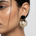 Black Onyx Pearl Drop Earrings