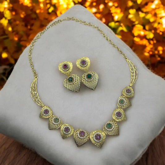 Royal Honeycomb Necklace & Earrings Set