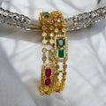 Regal Emerald & Ruby Gemstone Bangle Set