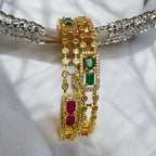 Regal Emerald & Ruby Gemstone Bangle Set